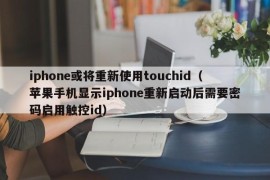 iphone或将重新使用touchid（苹果手机显示iphone重新启动后需要密码启用触控id）