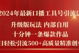2024年最新升级版口播工具号引流法，十分钟一条爆款作品，日引流500 高质量精准创业粉