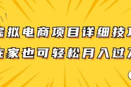 虚拟电商项目详细技巧拆解，保姆级教程，在家也可以轻松月入过万。