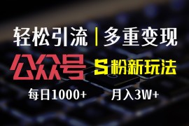 （12073期）公众号S粉新玩法，简单操作、多重变现，每日收益1000 