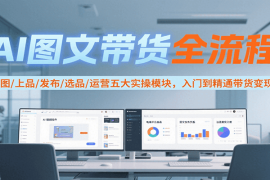 AI图文带货全流程，制图/上品/发布/选品/运营五大实操模块，入门到精通带货变现