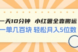 （11146期）一天10分钟 小红薯全靠搬运 一单几百块 轻松月入5位数