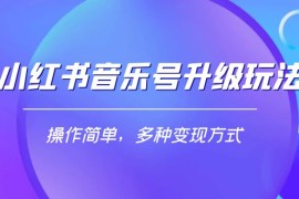 小红书音乐号升级玩法，操作简单，多种变现方式，0 成本日赚 1000 