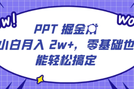 PPT 掘金术：小白月入 2w ，零基础也能轻松搞定，保姆式教学，无脑操作即可