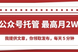 （15391期）【公众号托管 】我提供文章，你领取发布，每天５分钟，最高月入2W 