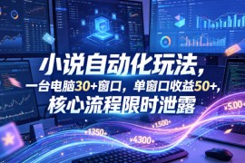 小说挂G自动化玩法，一台电脑30 窗口，单窗口收益50 ，核心流程限时泄露【揭秘】