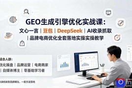 GEO生成引擎优化实战课：文心一言｜豆包｜DeepSeek｜AI收录抓取｜品牌电商优化全套落地实操教学