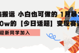 无脑搬运 小白也可做的 1月暴力涨粉10w的【今日话题】变现赛道