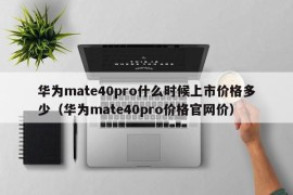 华为mate40pro什么时候上市价格多少（华为mate40pro价格官网价）