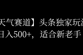 头条天气赛道，日入500 ，独家玩法，AI模板写文，适合新老手