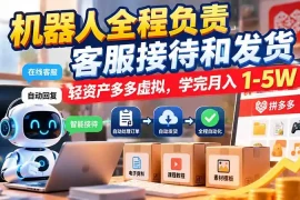 机器人全程负责客服接待和发货，轻资产多多虚拟，学完月入 1-5W