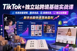 TikTok 独立站跨境基础实战课，吃透流量逻辑、爆款选品、直播投流与独立站搭建，新手也能快速落地盈利