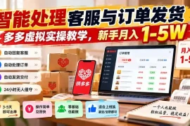 智能机器人处理客服与订单发货，多多虚拟实操教学，新手月入 1-5W