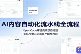 AI内容自动化流水线全流程：OpenCode环境安装项目搭建，多风格提示词库量产图文内容