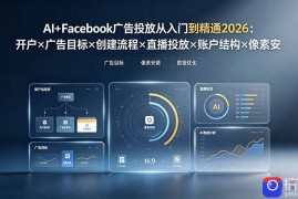AI Facebook广告投放从入门到精通2026：开户×广告目标×创建流程×直播投放×账户结构×像素安装×AI赋能