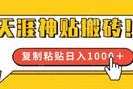 靠搬运天涯神贴，蓝海冷门赛道，轻松日入1000＋