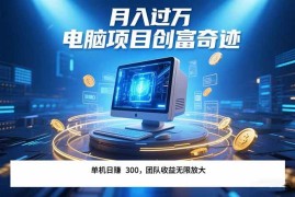 （15405期）最新电脑项目单机每天收益300  带有团队管道收益 可无限放大 月入过万…