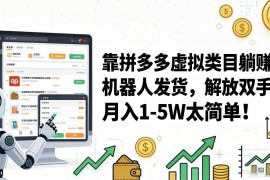 （17797期）靠拼多多虚拟类目躺赚，机器人发货，解放双手，月入 1‑5W 太简单！