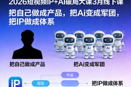 2026短视频IP AI破局大课3月线下课，把自己做成产品，把Ai变成军团，把IP做成体系