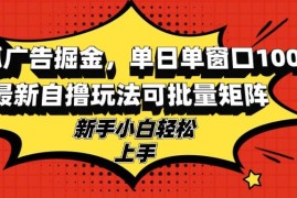 （13116期）搜狐广告掘金，单日单窗口100 ，最新自撸玩法可批量矩阵，适合新手小白