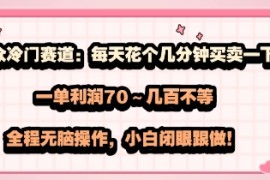 小众冷门赛道：每天花个几分钟买卖一下，一单利润70～几张不等，全程无脑操作，小白闭眼跟做