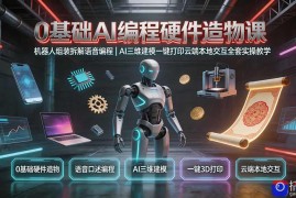 0基础AI编程硬件造物课｜机器人组装拆解语音编程，AI三维建模一键打印云端本地交互全套实操教学