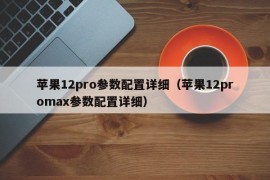 苹果12pro参数配置详细（苹果12promax参数配置详细）