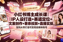 小红书博主成长课｜IP人设打造 赛道定位 文案创作 薯条投放 直播实操，宝妈从零打造可变现自媒体账号