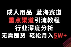 成人用品，蓝海赛道，重点渠道引流教程，行业深度分析，无需囤货，轻松月入5W 