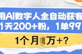 用AI数字人全自动获客，1天200 粉，1单99，1个月1个W ?