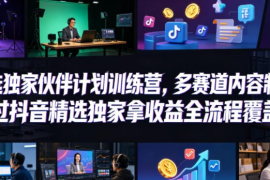 小豁食堂精选独家伙伴计划训练营，多赛道内容制作，过抖音精选独家拿收益全流程覆盖
