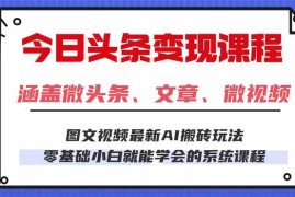 （16140期）今日头条AI玩法 3.0，零门槛操作，小白每天 2 小时照做就能日入 300   …