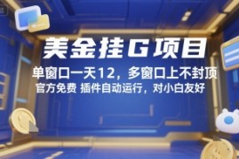 美金挂G项目，单窗口一天12，多窗口上不封顶，官方免费插件自动运行，对小白友好【揭秘】