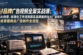 AI品牌广告视频全案实战课：从AI创意、标准化工作流到真实品牌案例与大厂宣传片，系统掌握商业广告制作全流程