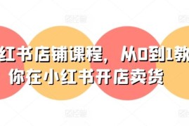 小红书店铺课程，从0到1教你在小红书开店卖货