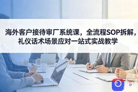 海外客户接待审厂系统课，全流程SOP拆解，礼仪话术场景应对一站式实战教学
