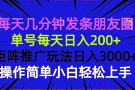 （13919期）每天几分钟发条朋友圈 单号每天日入200  矩阵推广玩法日入3000  操作简…