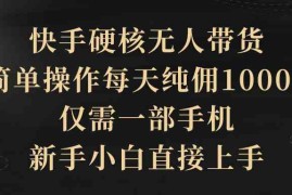 （9862期）快手硬核无人带货，简单操作每天纯佣1000 ,仅需一部手机，新手小白直接上手