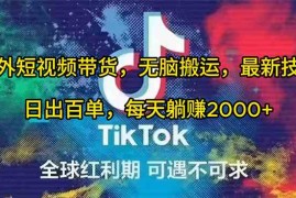 （10051期）海外短视频带货，无脑搬运，最新技术，日出百单，每天躺赚2000 