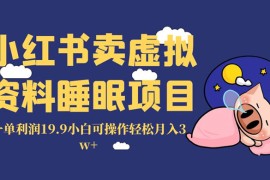 小红书卖虚拟资料睡眠项目，一单利润 19.9 小白可操作轻松月入 3w 