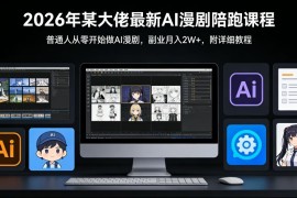 26年某大佬最新Ai漫剧陪跑课程，普通人从零开始做AI漫剧，副业月入2W 