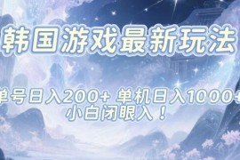 韩国游戏最新玩法，单号收益200 ，单机收益1k ，小白闭眼入【揭秘】