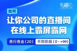 企业矩阵直播霸屏实操课，让你公司的直播间在线上霸屏霸网