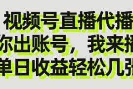 视频号直播代播，你出账号我来播，单日收益轻松几张【揭秘】