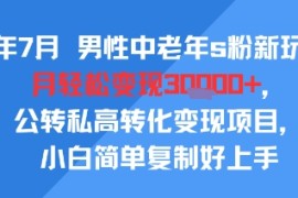 25年7月男性中老年s粉新玩法，月轻松变现3W ，公转私高转化变现项目，小白简单复制好上手