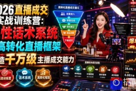 2026直播成交实战训练营：人性话术系统 高转化直播框架，打造千万级主播成交能力