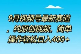 9月视频号最新赛道，纯原创视频，简单操作轻松日入400 