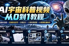 AI宇宙科普视频从0到1教程｜外星题材选题 文案原创改写 分镜设计 人物场景提取 AI视频批量制作