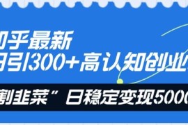 知乎最新日引300 高认知创业粉，“割韭菜”日稳定变现5000 【揭秘】