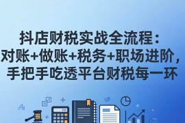 （17677期）抖店财税实操全流程：对账 做账 税务 职场进阶，手把手吃透平台财税每一环